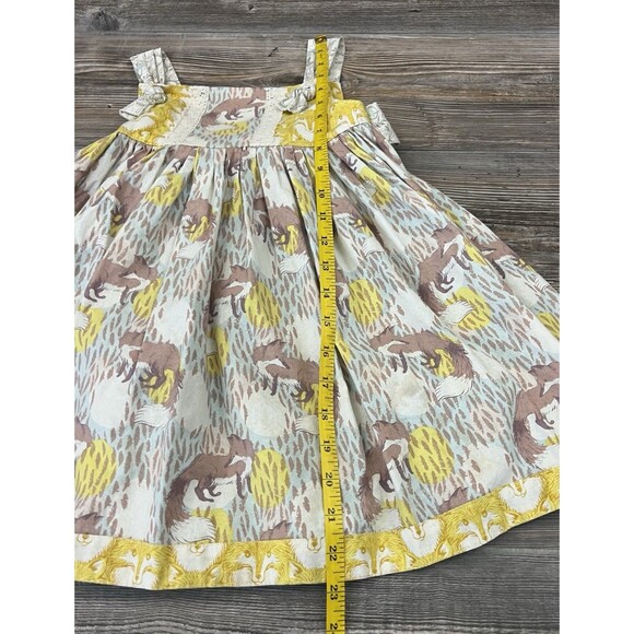 Knock Knock Girls Sleeveless Dress Size 4 Handmade USA Yellow Brown Fox Print - Picture 9 of 11
